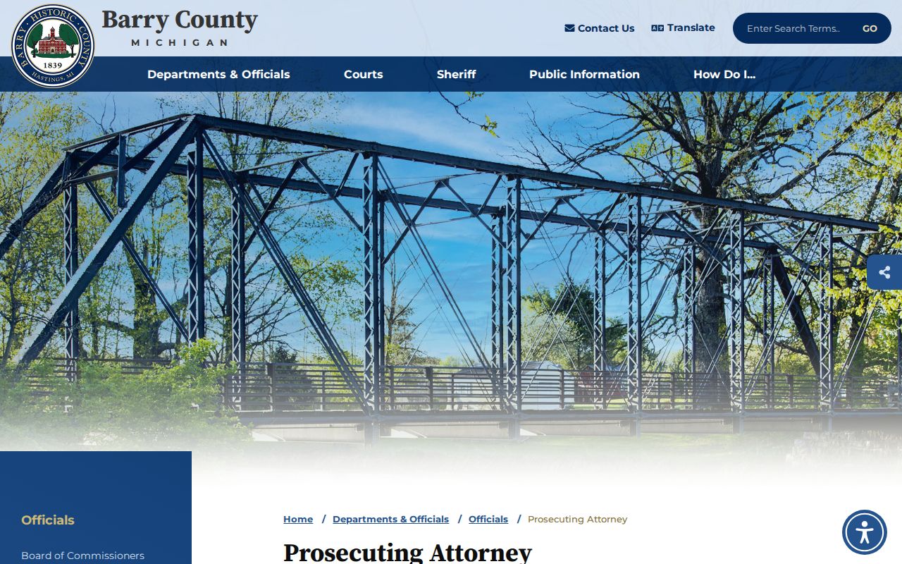 Barry County Prosecuting Attorney office that brings criminal charges behind an arrest warrant