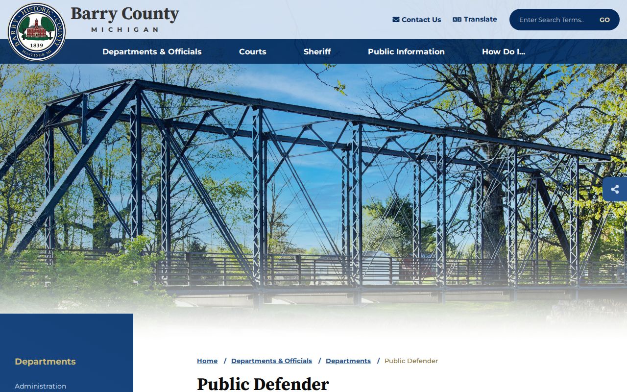 Barry County public defender page for arraignment and bond questions