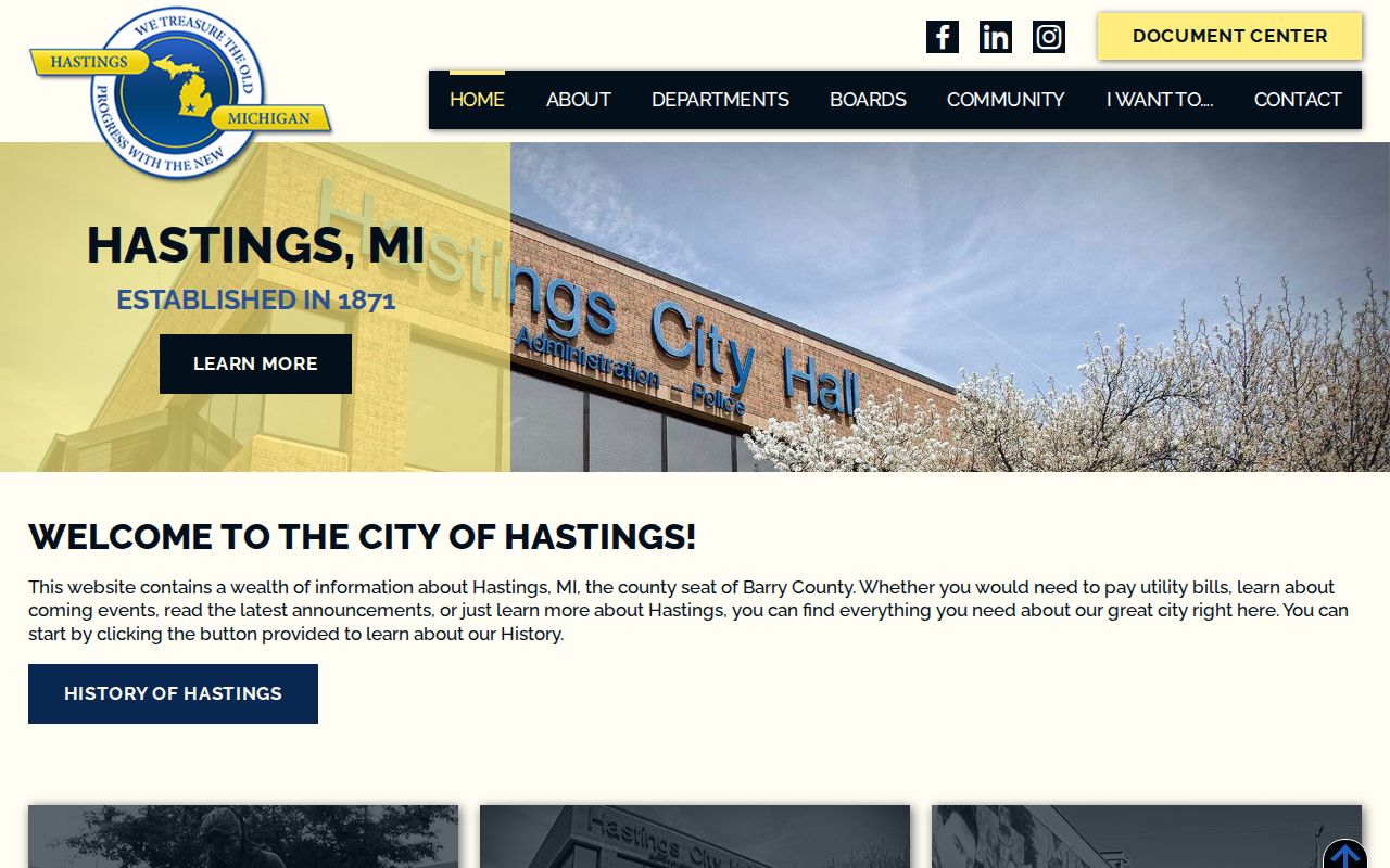Hastings city hall and police contact page for local citation questions