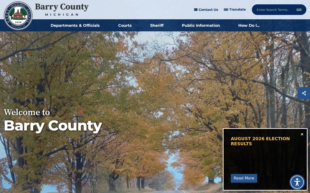 Barry County warrant records county government landing page