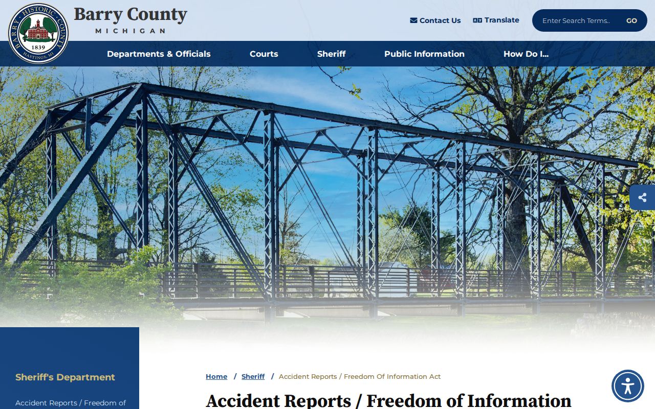 Barry County Sheriff FOIA instructions for warrant and incident records